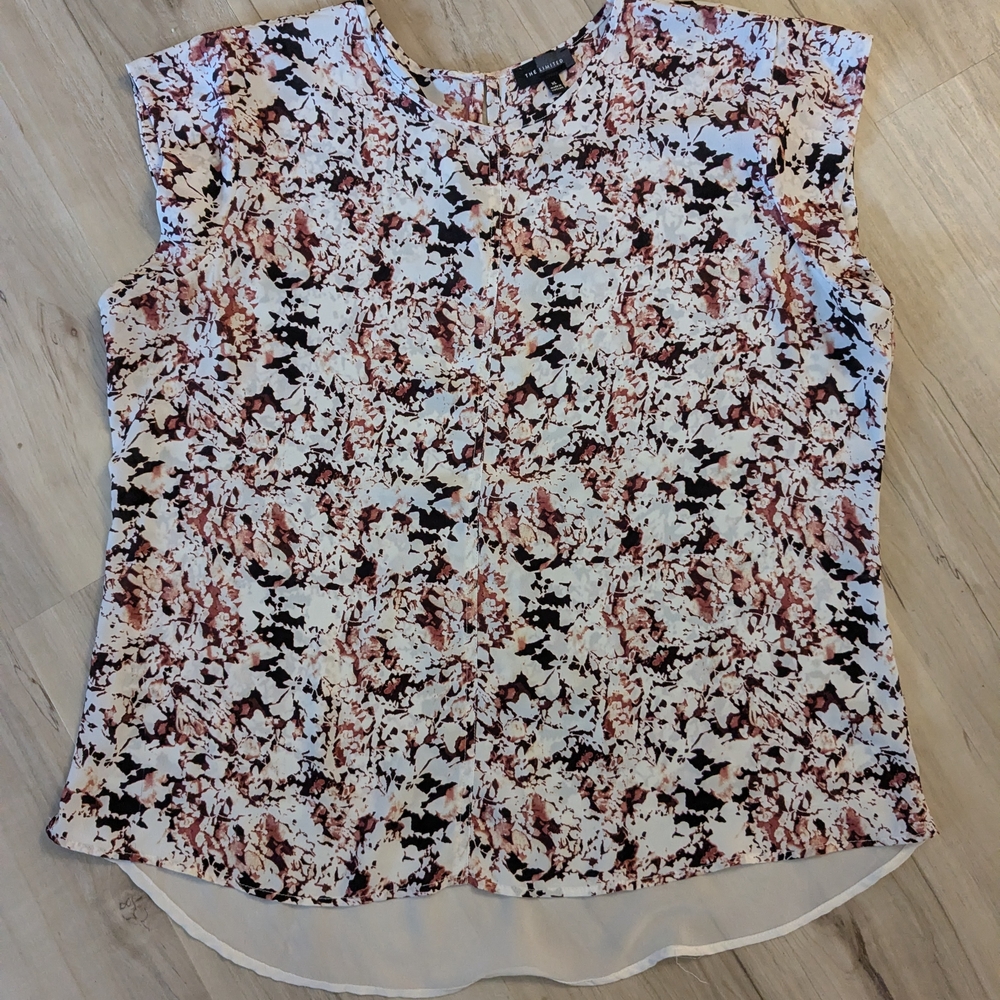 The Limited Abstract Print Blouse - Cream and Brown